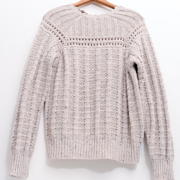 Unbranded Crochet Knit Women's Oatmeal Sweater with Feminine Detail - Picture 2 of 12